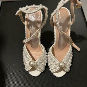 White pearl wedding shoes